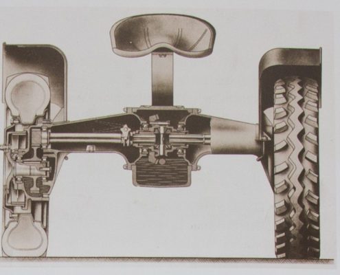 Zeichnung des Getriebes am Reifen verbaut im Porsche Schlepper 