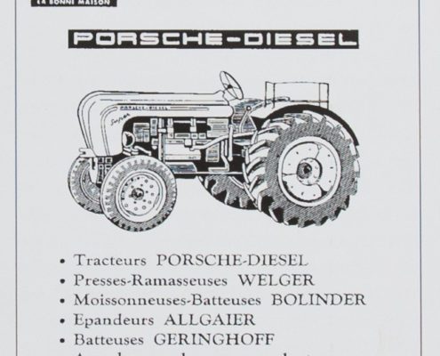 Zeitungsausschnitt von Porsche Diesel mit Zeichnung von Schlepper Traktor 